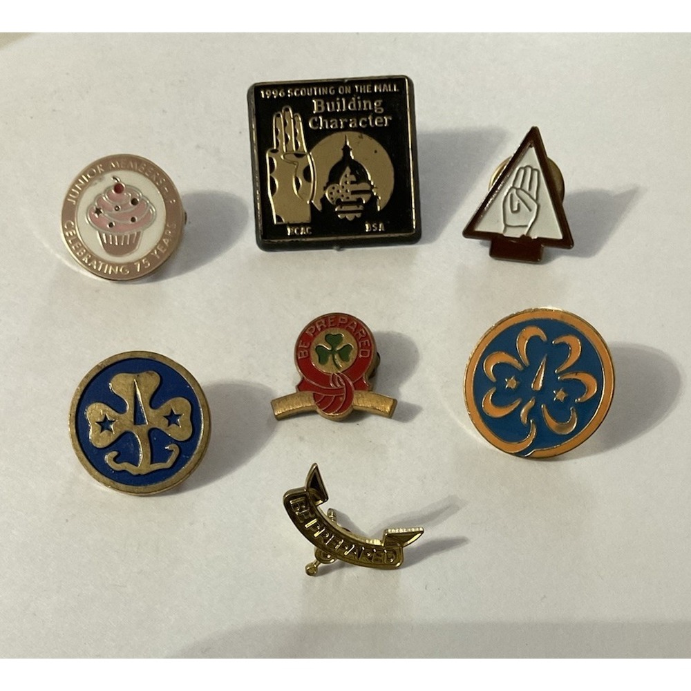 Vtg Scouts Of America Lapel Pin Lot Brooch Boy Girl Cub Brownie Scout Pinback